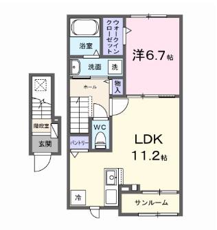 グラムス レビン(1LDK/2階)の間取り写真