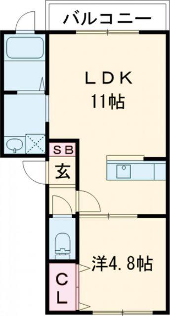 ラピスコート港(1LDK/2階)の間取り写真