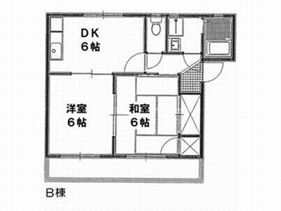 グレイス旭B(2DK/2階)の間取り写真