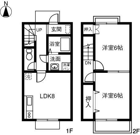 パークサイド高木 A棟(2LDK/1階)の間取り写真