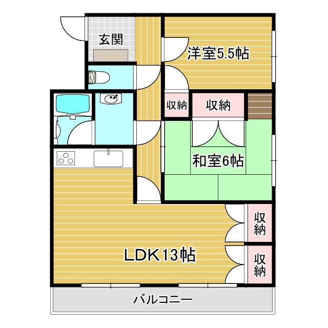 ビアンテじけまち(2LDK/3階)の間取り写真