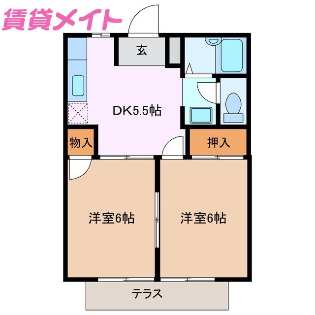 シティハイツ森(2DK/1階)の間取り写真