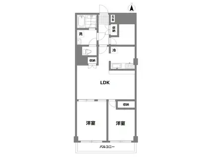 プレジデント武蔵野(2SLDK/6階)の間取り写真