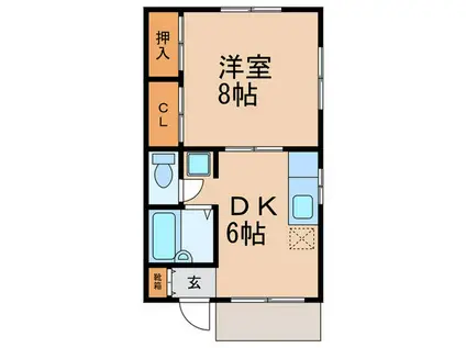 ハイツ竹井(1DK/1階)の間取り写真