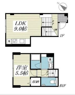 サリースマイル参番館(1LDK/B1階)の間取り写真