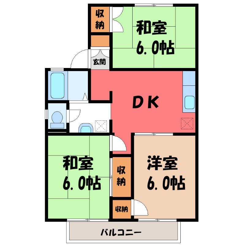 ビューラービアンカ(3DK/1階)の間取り写真