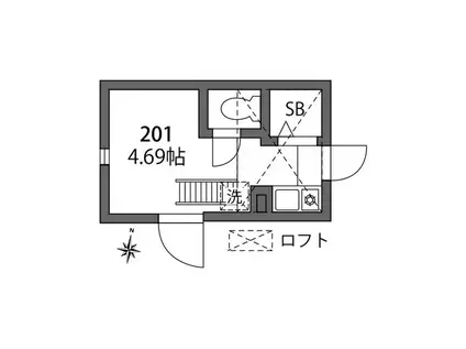 グラード氷川台(ワンルーム/2階)の間取り写真