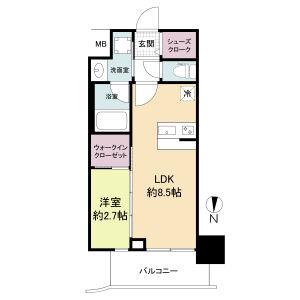 セレニテ江坂グランデ(1LDK/3階)の間取り写真