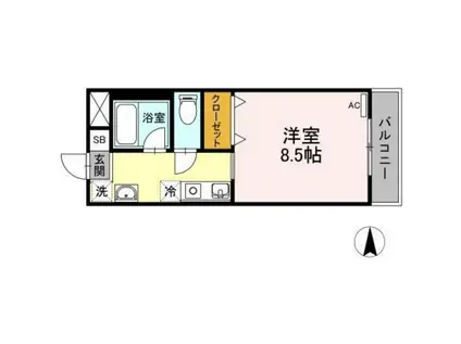 マメゾン三野(ワンルーム/2階)の間取り写真