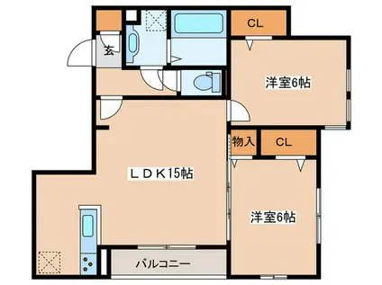 CASA FLORESTA(2LDK/3階)の間取り写真