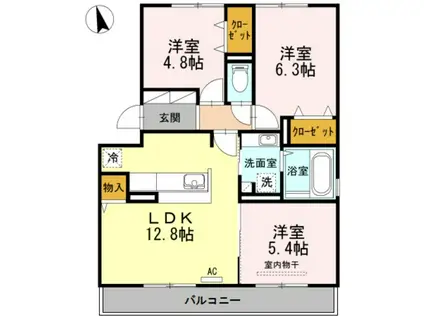 D-ROOM小田部(3LDK/3階)の間取り写真