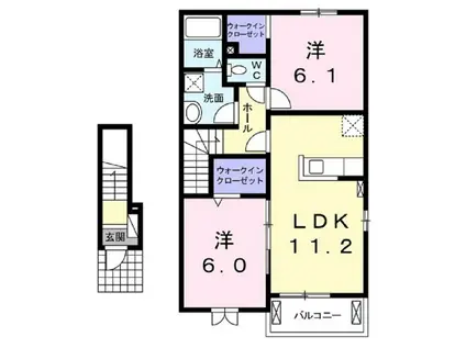 ヴィラ・こまくさ(2LDK/2階)の間取り写真
