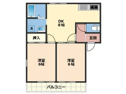 ハミングかんなみ(2DK/2階)の間取り写真