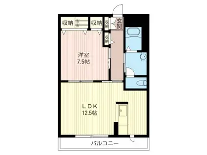 ヴァンクール(1LDK/2階)の間取り写真