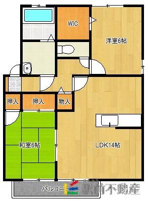 ストークガーデンB棟(2LDK/1階)の間取り写真