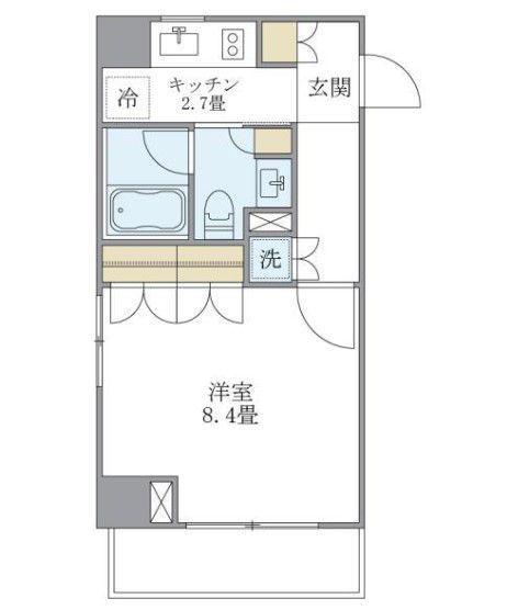 BRILLIA IST 白金高輪(1K/8階)の間取り写真