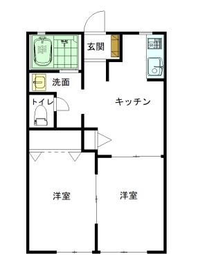 サンボナールあつはら(2DK/1階)の間取り写真