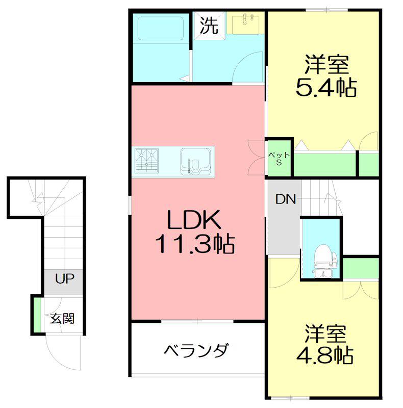 BLOSSOM MAISON(2LDK/2階)の間取り写真