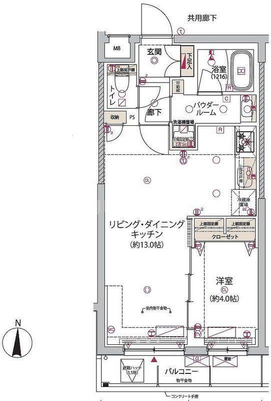 アルコバレーノ東向島(1LDK/4階)の間取り写真