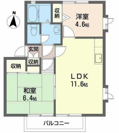 フローラル白浜(2LDK/1階)の間取り写真