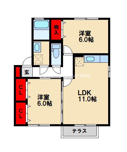 リシェスM(2LDK/2階)の間取り写真