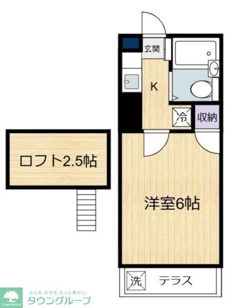 第17安藤ハイツ(1K/2階)の間取り写真