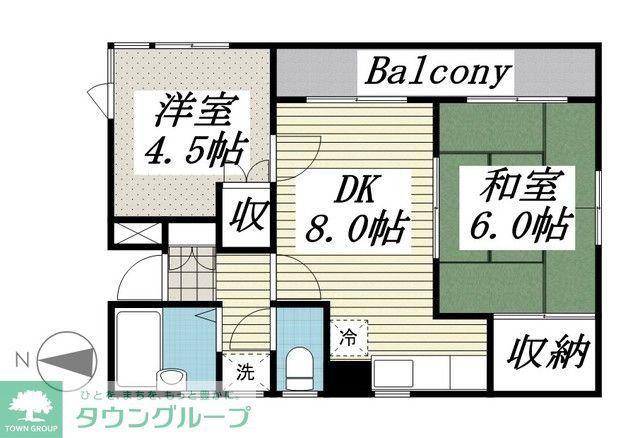 ロイヤルエモンド松戸(2DK/2階)の間取り写真