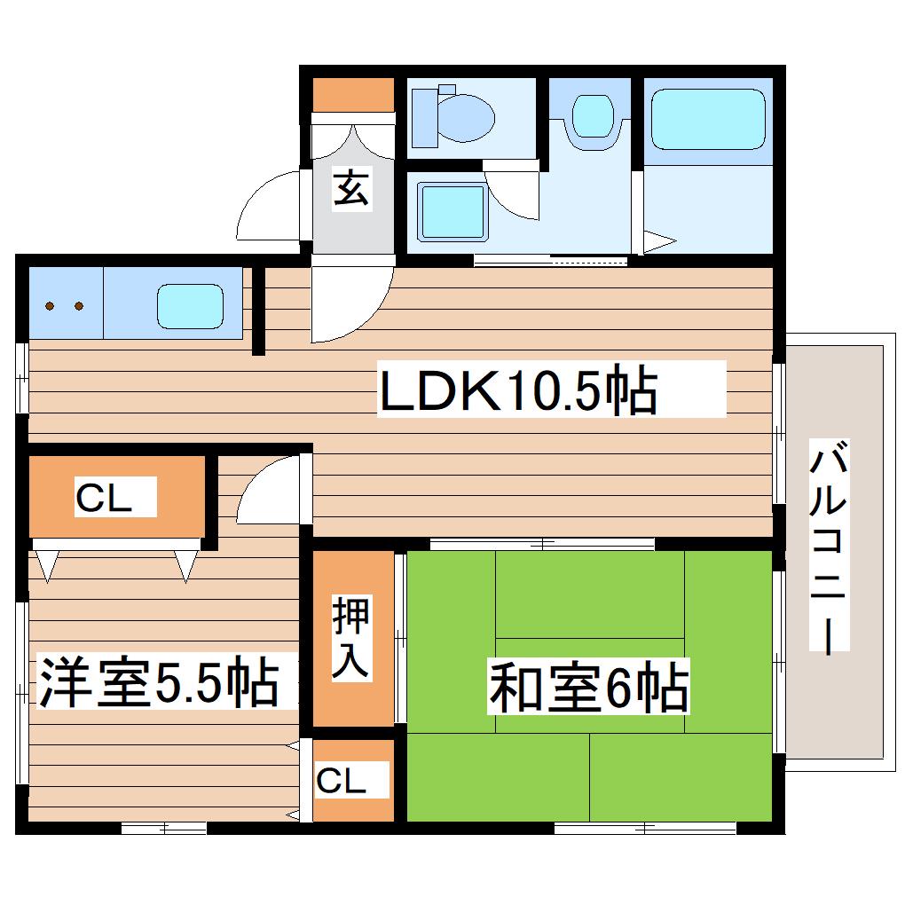 ドエル・アストリア参番館(2LDK/2階)の間取り写真