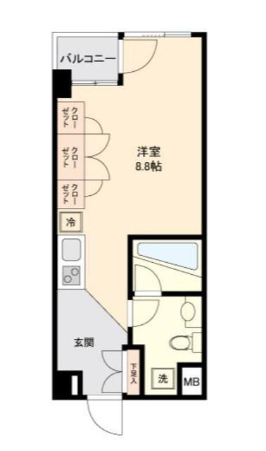 パークフラッツ永福町(ワンルーム/2階)の間取り写真