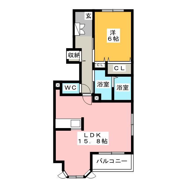 プログレス I(1LDK/1階)の間取り写真