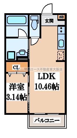 アッソ鴻池(1LDK/2階)の間取り写真