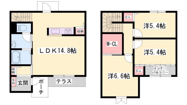 山陽電鉄本線 山陽曽根駅 徒歩13分 2階建 築17年(3LDK/1階)の間取り写真