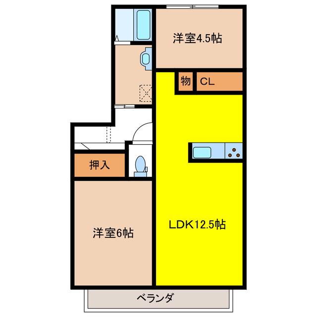グランメール裾野(2LDK/1階)の間取り写真