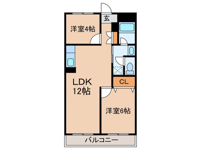 エクセレンス野川(2LDK/3階)の間取り写真