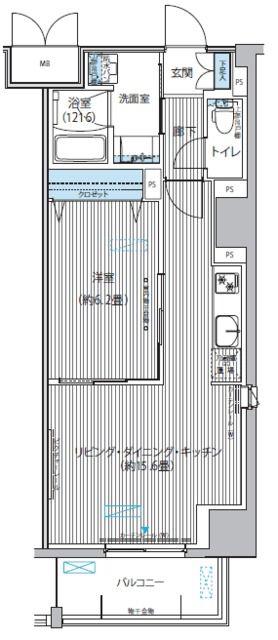 グランシャルール武蔵境(1LDK/9階)の間取り写真