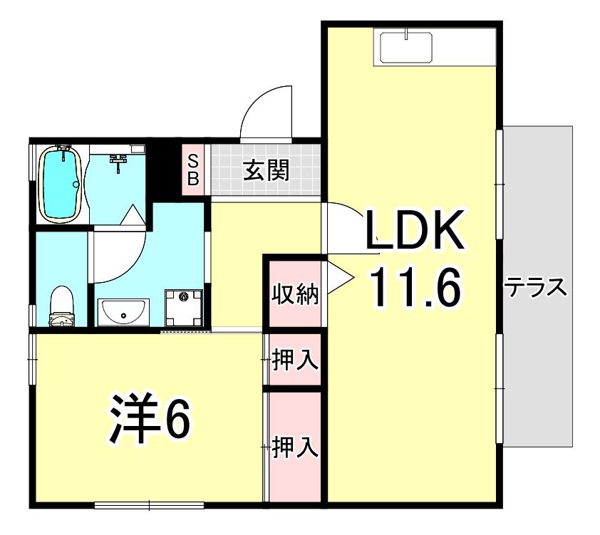 CAハウス(1LDK/1階)の間取り写真