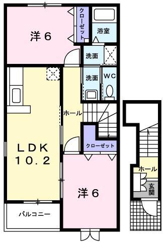 ルガーナ(2LDK/2階)の間取り写真