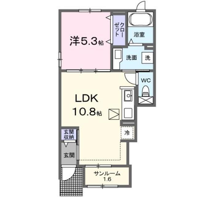 ベル リュミエール(1LDK/1階)の間取り写真