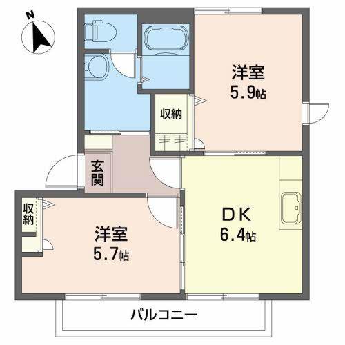 シャーメゾン本館B(2DK/2階)の間取り写真