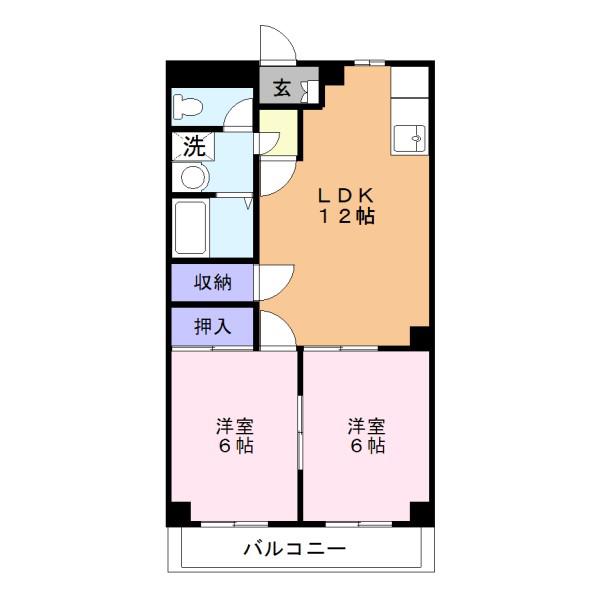 ITOHビルディング(2LDK/4階)の間取り写真