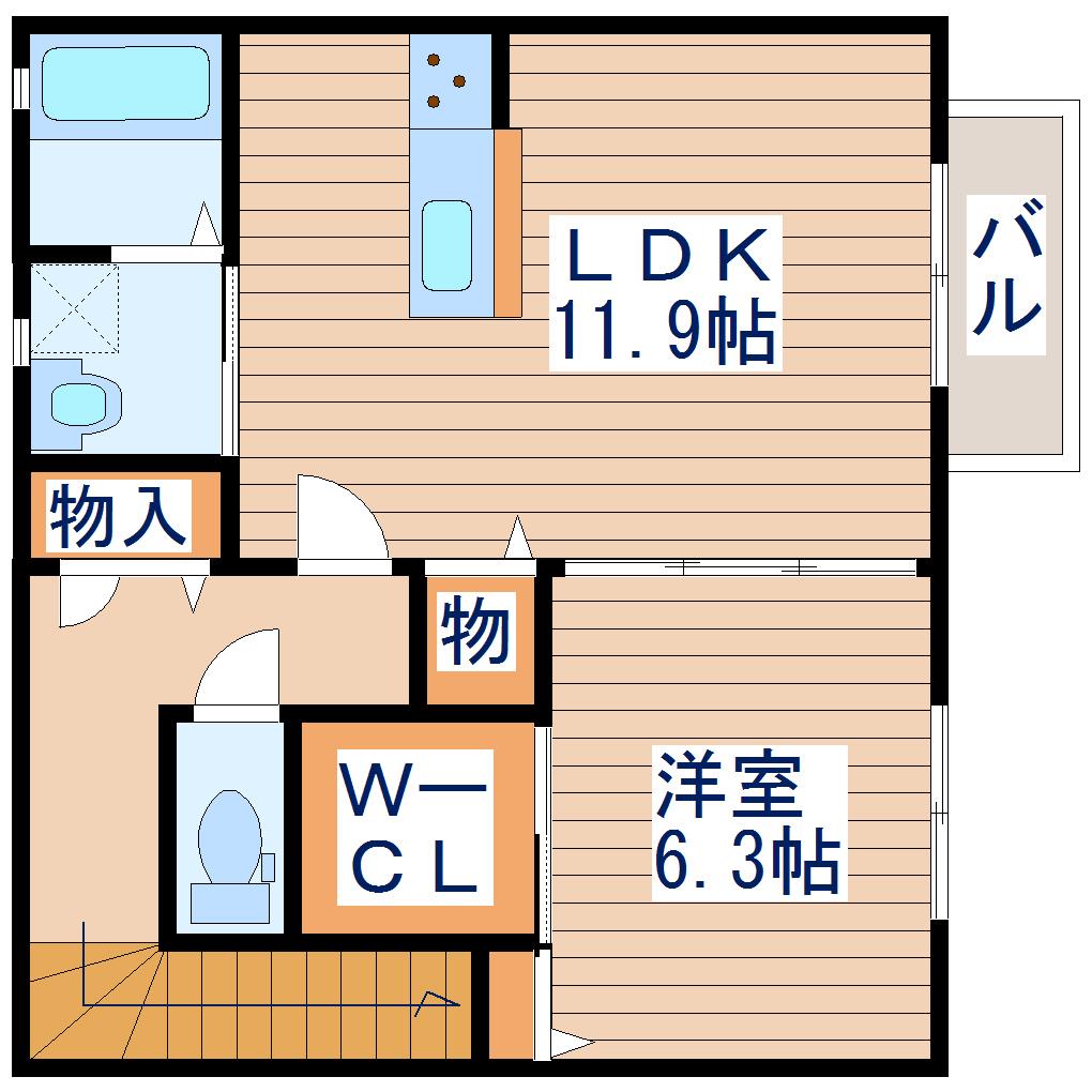エルカーサ杜(1LDK/2階)の間取り写真