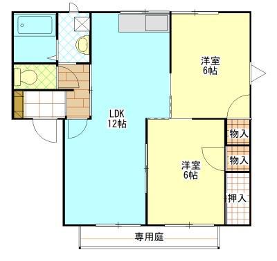 ルナ・ポート21B棟(2LDK/1階)の間取り写真