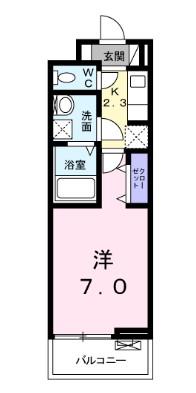 プリムヴェールIV(1K/2階)の間取り写真