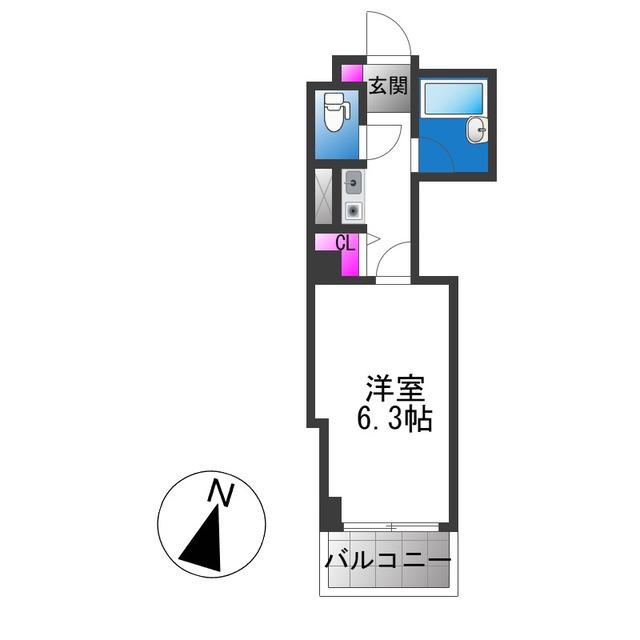 ビラ菱屋西(1K/3階)の間取り写真