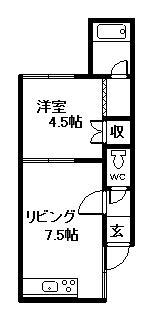 ヴィラペルーシェ(1DK/2階)の間取り写真