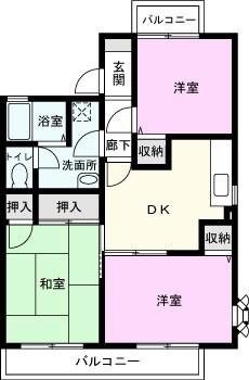 グランディール富士I(3DK/1階)の間取り写真
