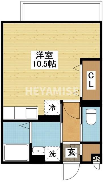 シエルガーデン(ワンルーム/2階)の間取り写真
