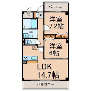 グランドソレイユII(2LDK/3階)の間取り写真
