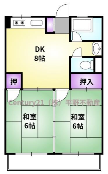 ベアーズマンション(2DK/5階)の間取り写真