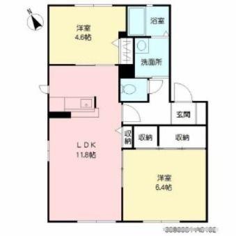 パットターンヒルズII A棟(2LDK/1階)の間取り写真